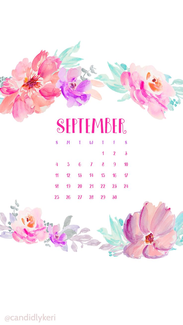Flower crown watercolor September calendar 2016 wallpaper you can download for free on the blog! For any device; mobile, desktop, iphone, android!
