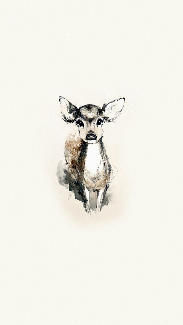 Tiny Cute Deer Illustration ★ Find more Autumn & other seasonal wallpapers for your #iPhone + #Android iPhone Wallpapers