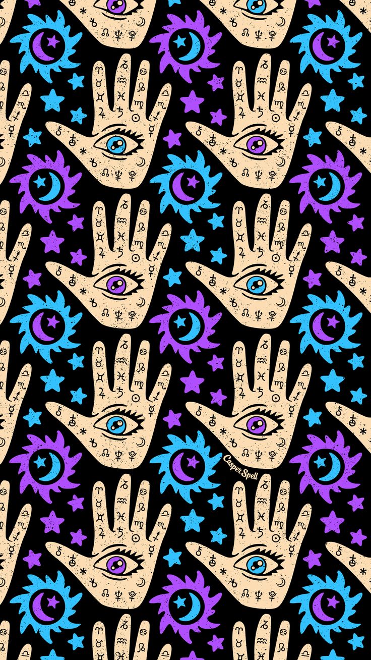 casperspell: ““Palmistry” pattern for you! Feel free to save as your phone lock screen wallpaper. *For Personal Use Only (Pro tip: For background instead of lock screen, darken the design so your icons are easier to see.) Enjoy! ✨🔮✨ ”