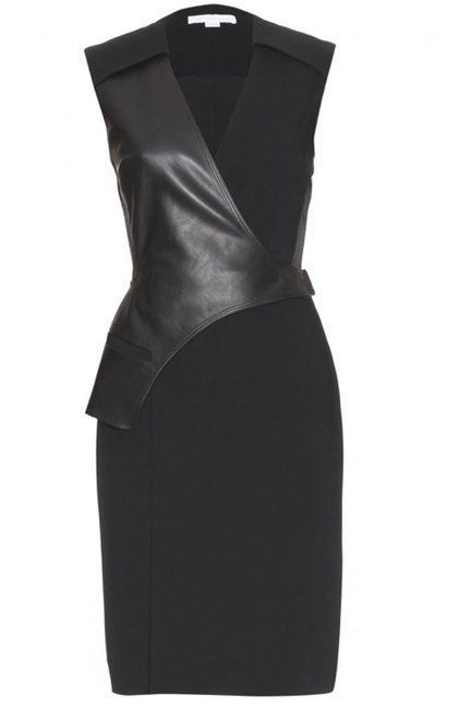 Leather - love this dress if it had sleeves and a higher neckline. Maybe add a tank under and a solid colored jacket to fix the problem??? (scheduled via www.tailwindapp.com)