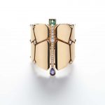 @Hermès Niloticus rose gold #cuff featuring a series of coloured stones including a pear-shaped iolite and a baguette-shaped beryl as well as brilliant-cut diamonds.