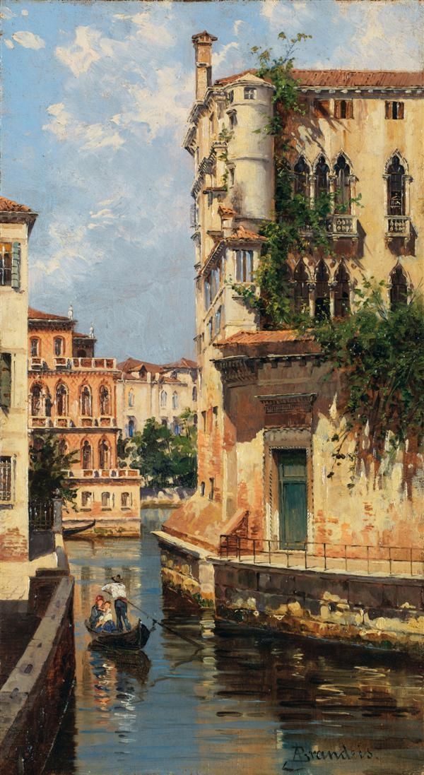 Antonietta Brandeis (It, 1848-1926) - Vue du Palazzo Albrizzi - Oil on panel 10 1/4 x 5 7/8 in