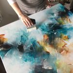 Art Studio Work in progress - an acrylic abstract painting on canvas, using Golden Fluid Acrylics (Toronto, Ontario)  Abstract painting inspiration & ideas.  Image: artwork by Deniz Altug