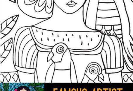 Famous Artist  Coloring Pages: Here is an impression of a work of art by Frida Kahlo