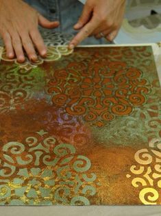 Artist working with Stencil Impressions | Intrigued? Techniques taught at the Stencil Impressions Virtual Workshop, info w/link jump