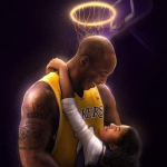 Artists around the world immortalize Kobe and Gianna Bryant R.I.P. Kobe and Gianna Gianna embraces her father, Kobe, as they share a moment of laughter under a basketball hoop in disguise of a halo. (Credit: inspiracoes_de_vida/Instagram)