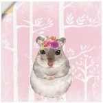Premium Wandfolie »UtArt: Hamster mit Blumen im Wald Illustration«