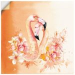 Premium Wandfolie »UtArt: Orange Flamingo in Love- Illustration«