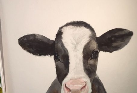 Baby Farm Animal Art Prints from Watercolor Luv are the perfect finishing touch to your modern farmhouse nursery or kids room! Add this adorable baby cow to your farm decor. Shipped or printable options and dozens of designs to choose from—all art is unique and hand painted by Emily Olson