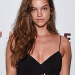 Effortless: The Hungarian beauty, 24, commanded attention in a chic embroidered LBD and mi...