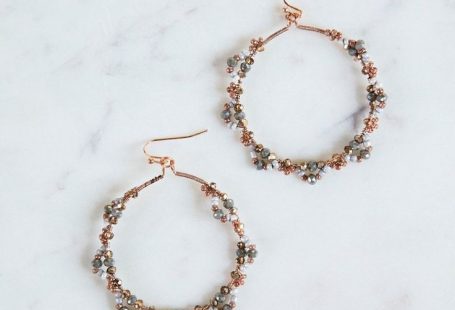 Barcelona Beaded Hoop Earrings- Rose gold and gray beaded hoop earrings. Earrings, jewelry, gift idea. Free shipping!