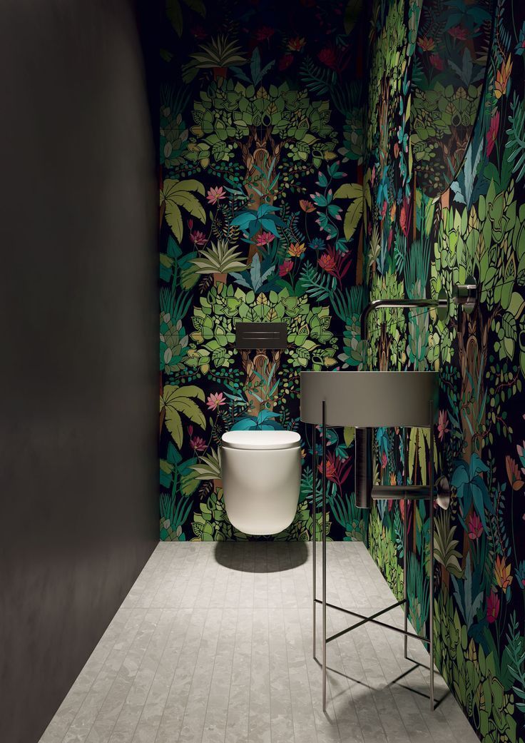 Bathroom tropical wallpaper