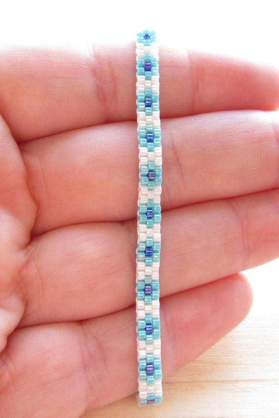 Beaded Anklet Daisy Ankle Bracelet Blue Peyote Anklet Beach | Etsy