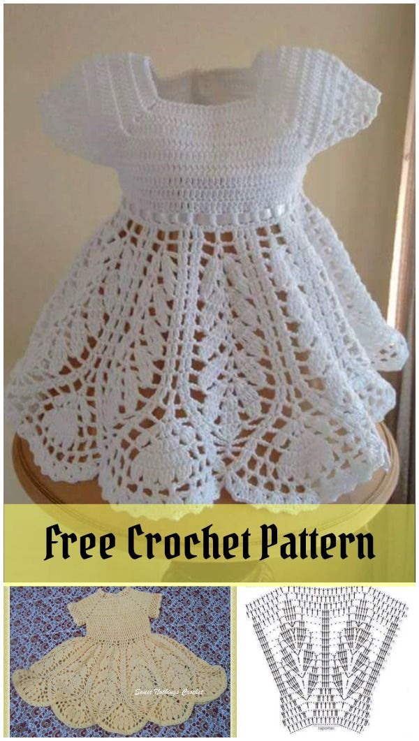 Beautiful Lotus Baby Dress Free Crochet Pattern #Freepattern #Crochet