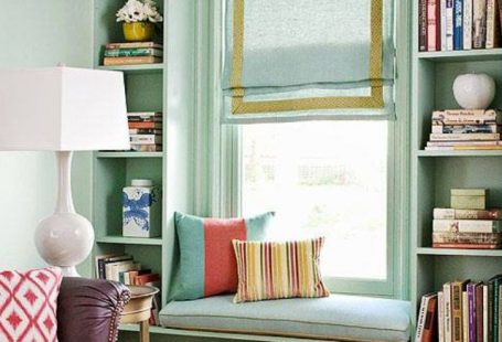 Beautiful book shelves and window seat...