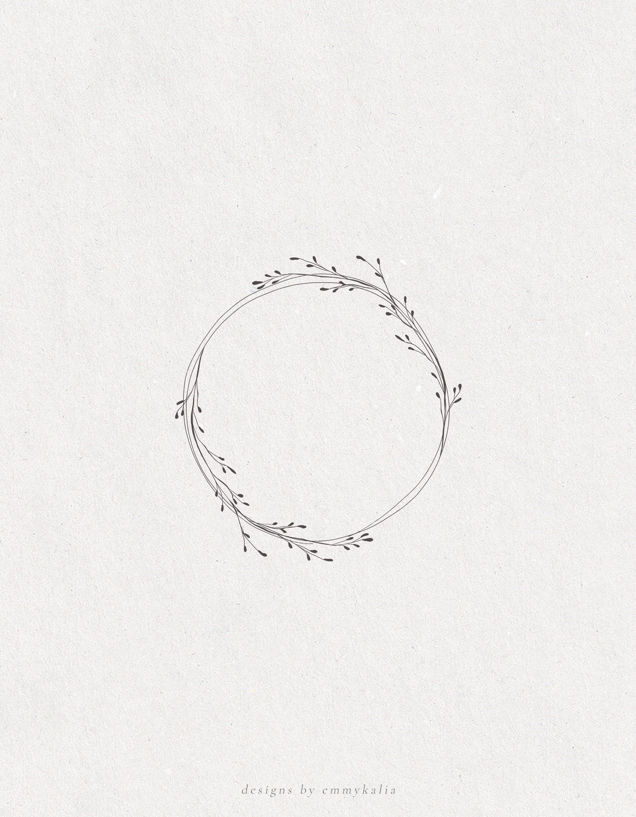 Botanical wreath hand sketched vector & png clip art #drawinginspo #stationerydiy #modernart #designprintables 