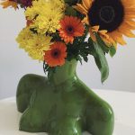 Decorate your space with our newest vase. Anissa Kermiche’s foray into ceramics results in this striking ceramic torso vase, a pleasing translation of her fascination with the female form. Fill it with foliage to bring an artistic mood to a side table. Finished with a smooth surface this piece can be filled with flower
