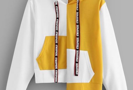 Capucha con estampado de letra panel en contraste-Spanish SheIn(Sheinside)