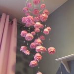 Handmade felt roses baby nursery mobile with crystals as water drops. Pearl accents, fishing wire creates a beautiful illusion. The ring is wrapped in ivory ribbon and there is a key ring on top to easily hang from a screw in hook (included). I make these as theyre ordered and theyll