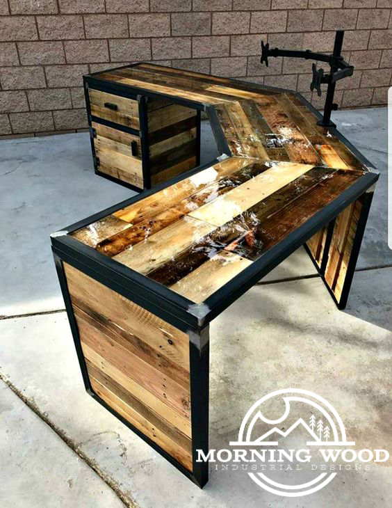 Custom reclaimed wood industrial desk