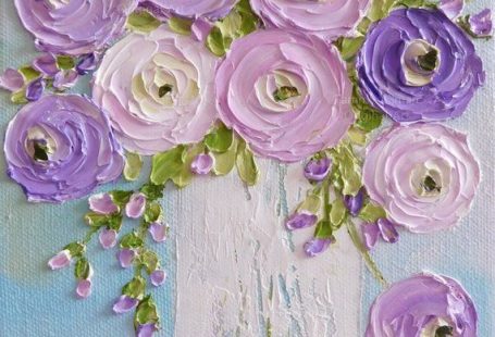Custom Original Ranunculus Impasto Painting Cottage Chic