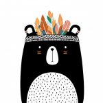 Cute bear tribal style isolated on white background. Premium Vector