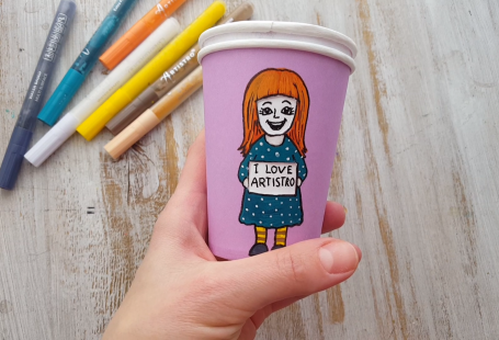 Cute craft idea for kids and adults. Funny and bright paper cup with Artistro paint pens. Cup painting idea