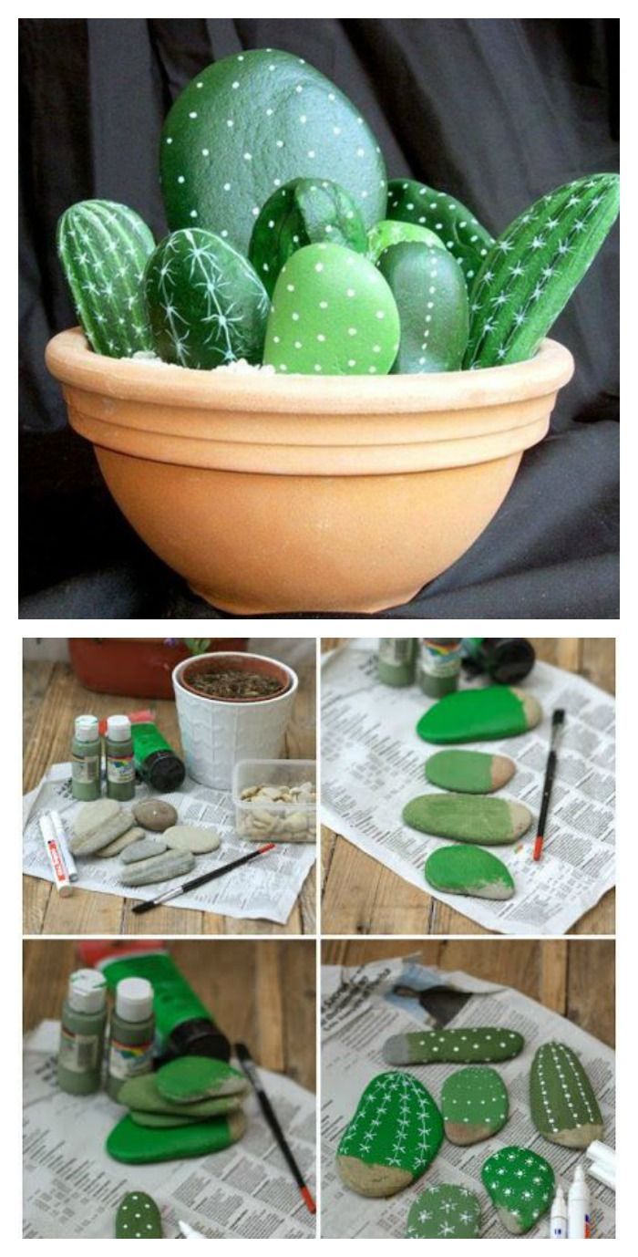 DIY Stone Cactus Yard Art