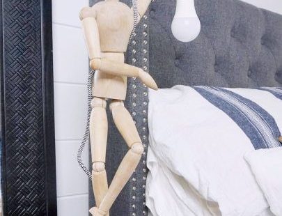 How to make your own lamp. Make this fun DIY table lamp with an articulating artist mannequin and Krazy Glue.   DIY lights are easy and inexpensive to make.