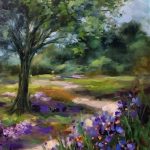 Dallas Arboretum Blue Iris Path by Texas Flower Artist Nancy Medina by Nancy Medina