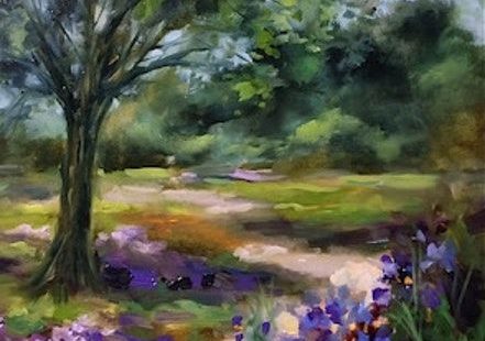 Dallas Arboretum Blue Iris Path by Texas Flower Artist Nancy Medina by Nancy Medina