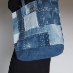 Denim bag, shoulder bag 100 % upcycled blue jeans in patchwork style, The Japanese patchwork style Boro & sashiko - #bag #Blue #Boro #Denim #etsy