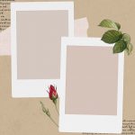 Blank collage photo frame template on beige background vector