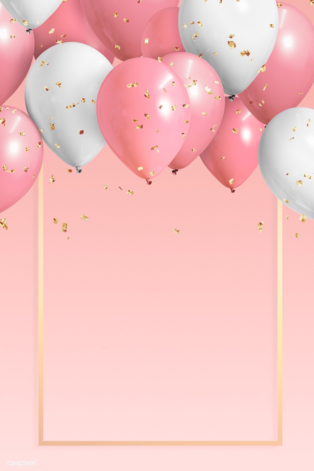 Golden frame balloons on a pink background | premium image by rawpixel.com / HwangMangjoo #picture #photography #inspiration #photo 
