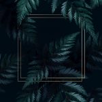 Square golden frame on a tropical background