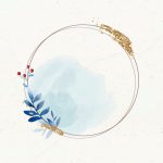 Christmas golden round frame on beige paper background vector