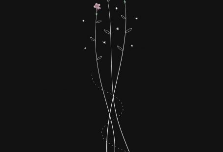 Flowers and a moon on a black background vector