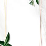 Gold frame with green leaves on white background vector