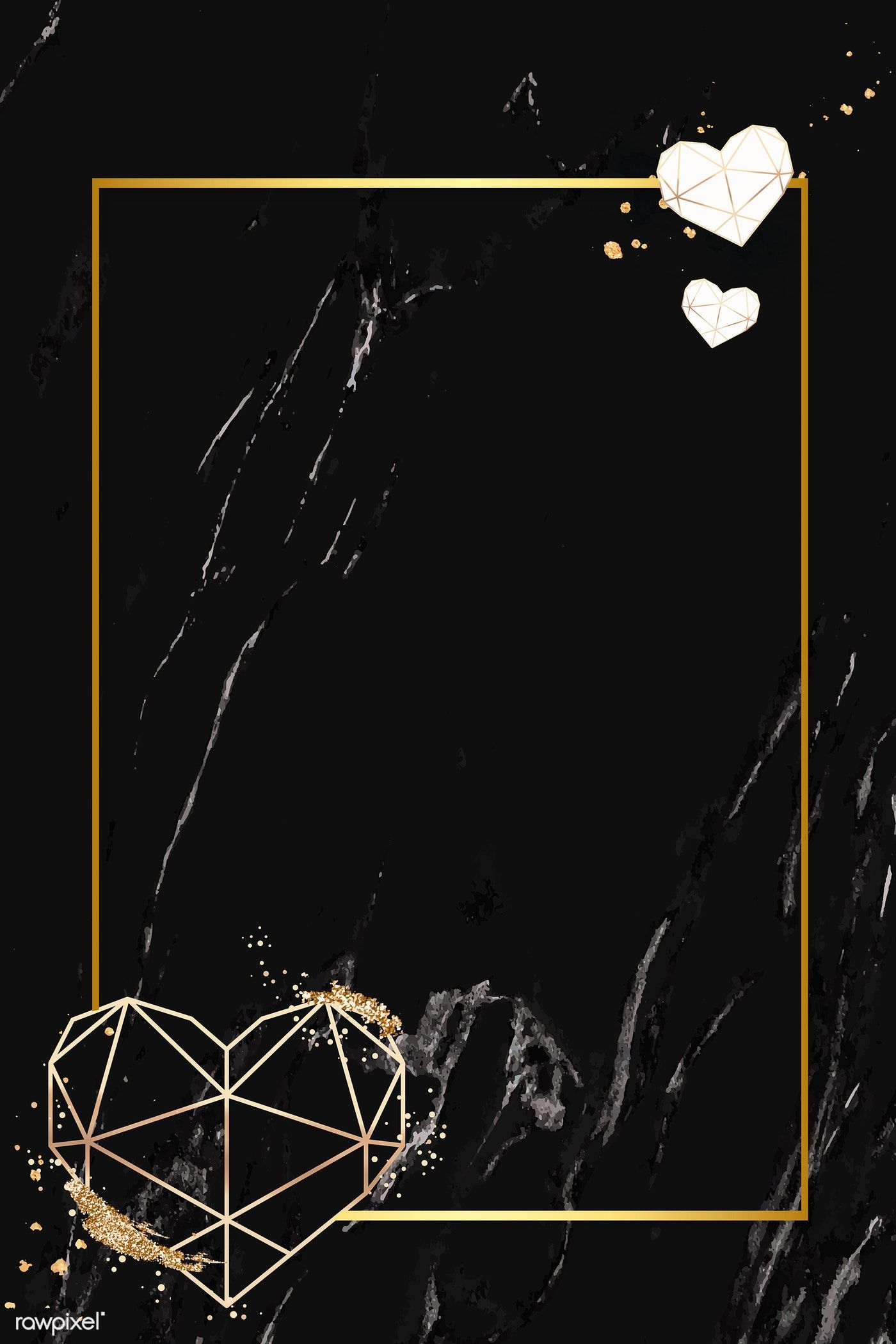 Golden rectangle with geometric heart vector | premium image by rawpixel.com / Adj