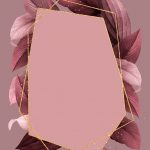 Hexagon foliage frame on red background vector