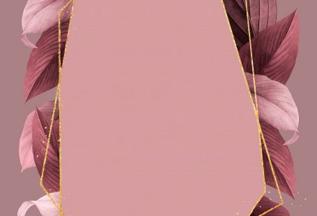 Hexagon foliage frame on red background vector