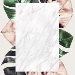 Rectangle frame on metallic split leaf pattern background