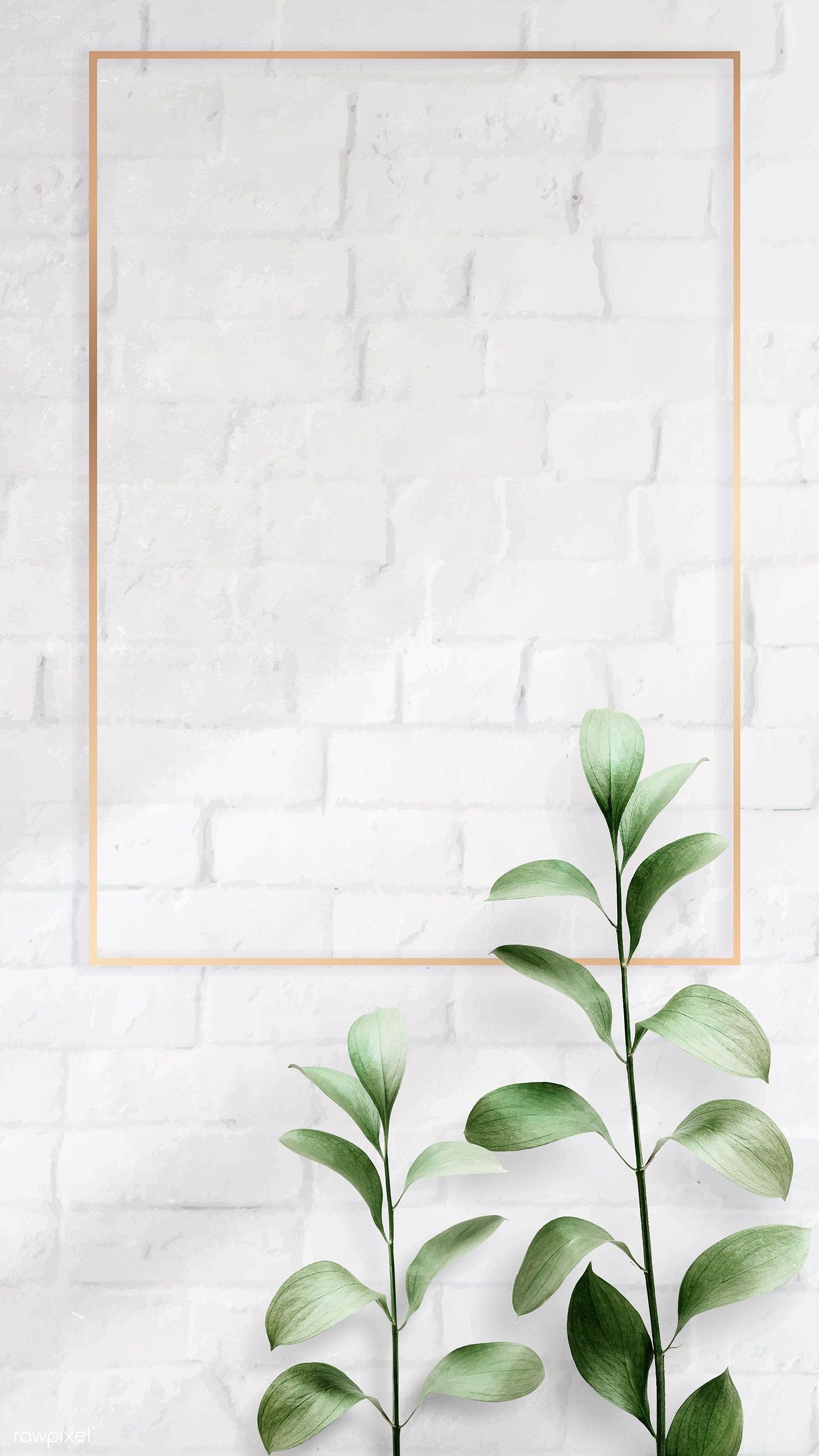 Rectangle golden nature frame on a brick wall vector | premium image by rawpixel.com / Adj / HwangMangjoo / marinemynt