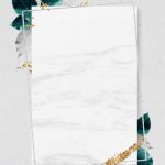Rectangle silver frame with foliage on marble texture background vector