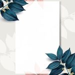 Rectangle white frame on pink and blue leaf pattern background vector
