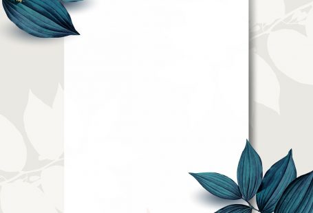 Rectangle white frame on pink and blue leaf pattern background vector