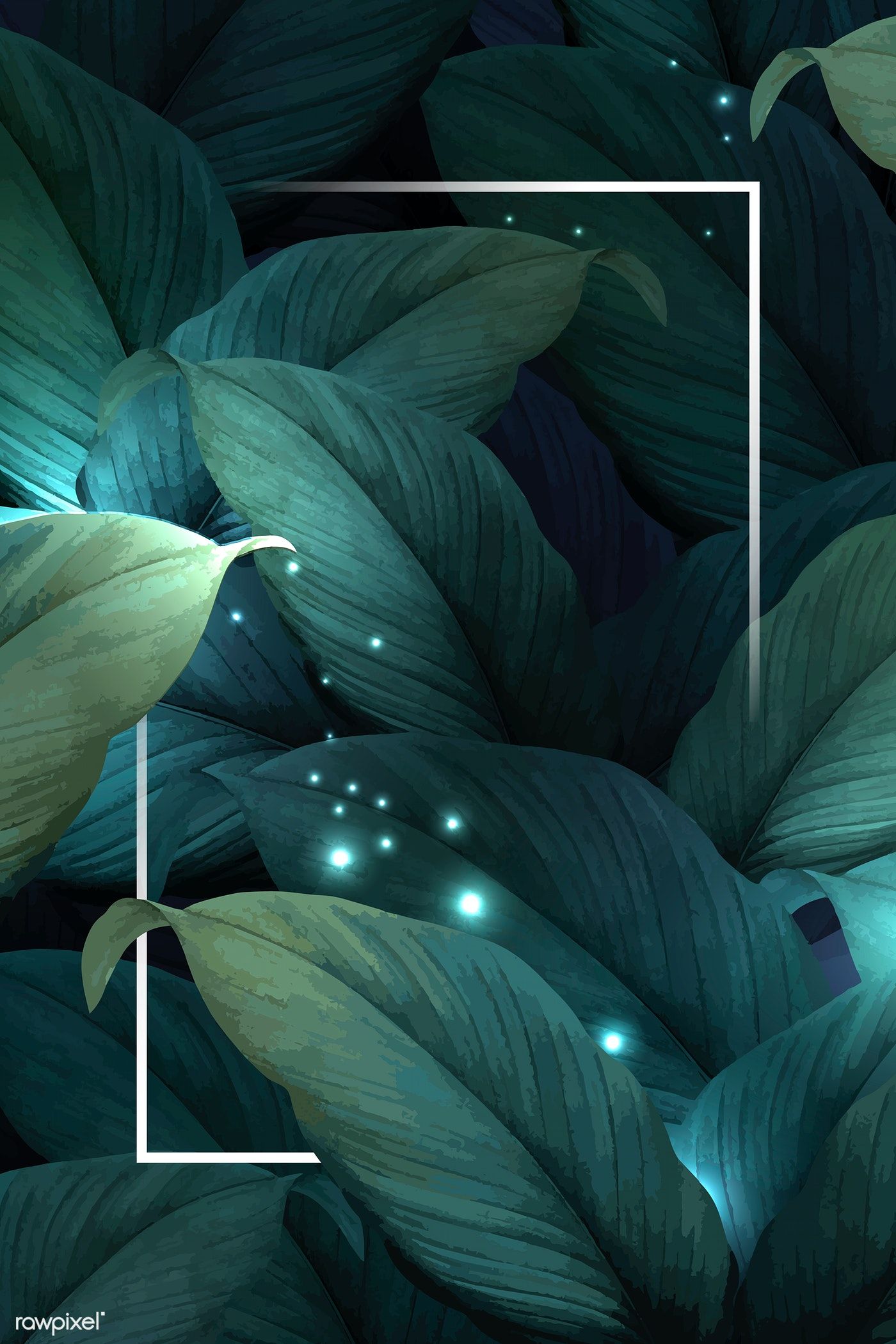 Rectangle white frame on tropical foliage pattern background vector | premium image by rawpixel.com