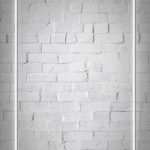 Rectangle white neon frame on a white brick wall vector