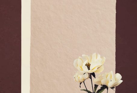 White peonies on paper textured background vector