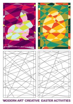 The ImaginationBox: 2 free Easter 'modern art' printable templates, for children to explore graphic design and color palettes.